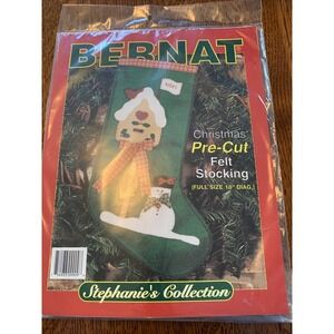 Felt Stocking Kit Vintage Bernat Pre-cut 18" Sealed Christmas Birdhouse Snowman